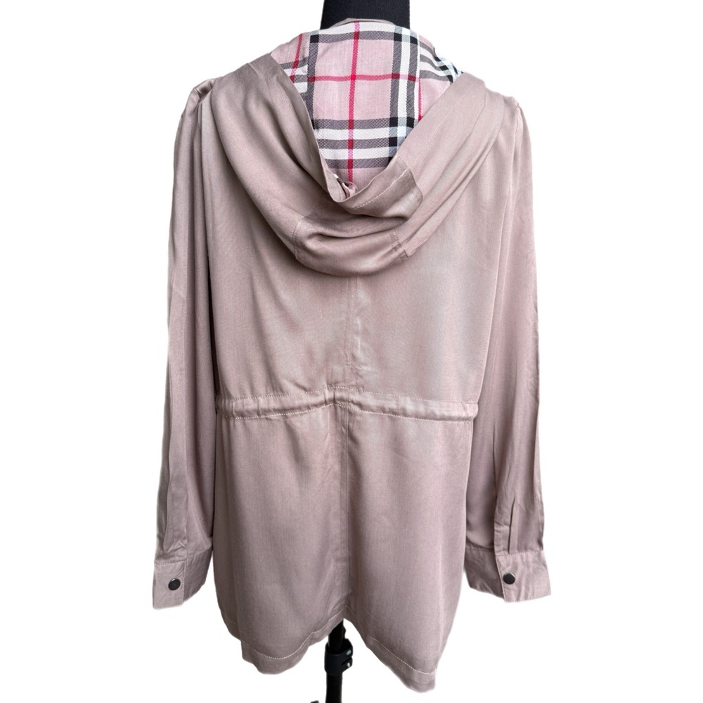 First Love Brand Beige Hooded Jacket with Plaid‎ Lining - Picture 2 of 4